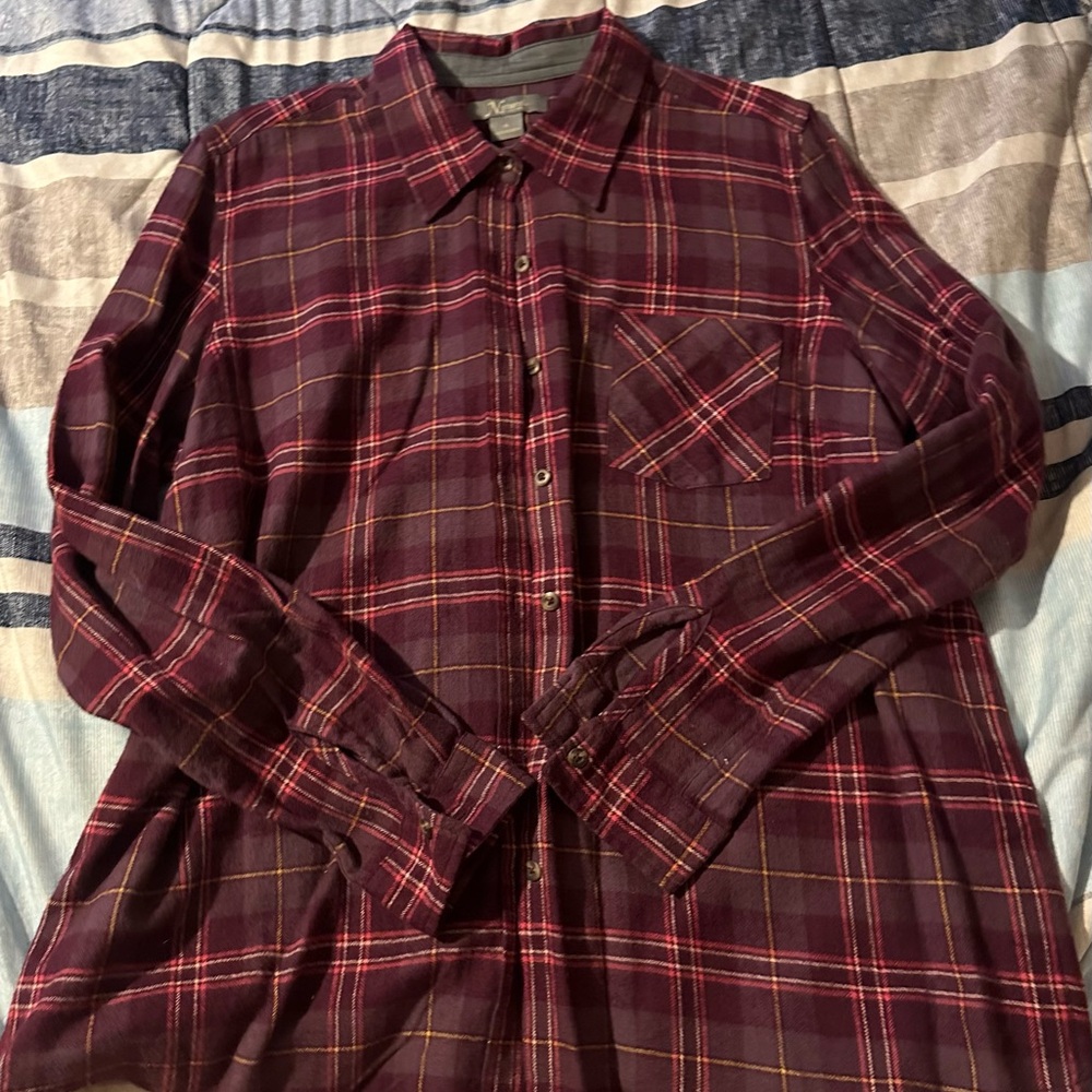 Natural Reflections Red and Yellow Casual Button Down Shirt